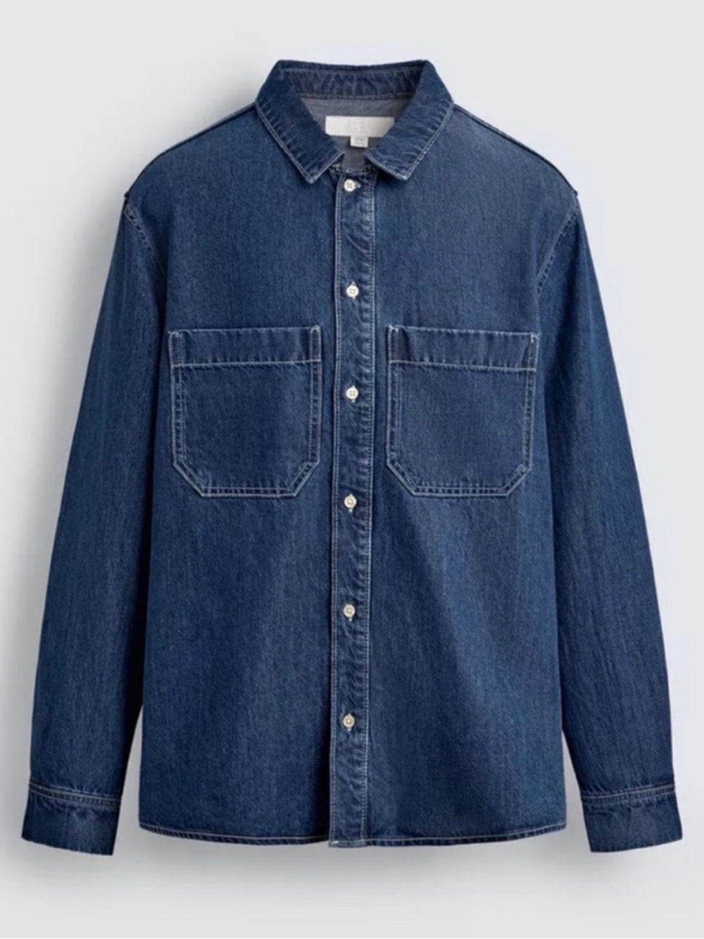 Zara Classic Dark Blue Denim Button-Up Shirt      Men’s Size Large - like New